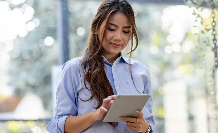 woman on tablet