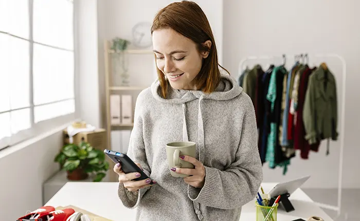 business woman with phone